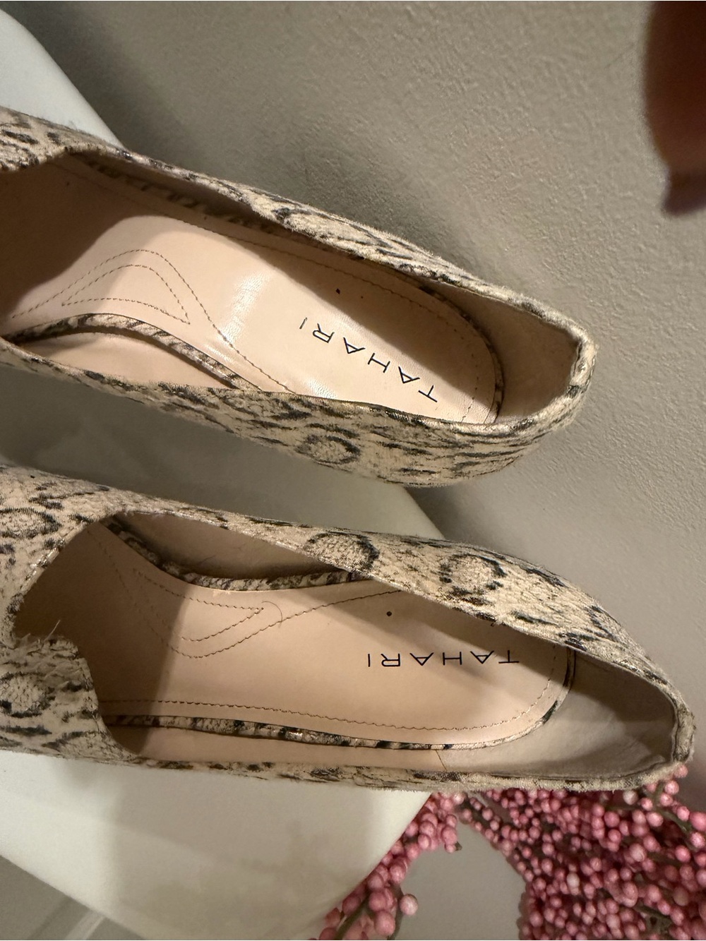 Tahari Beige and Black Leopard-Print Women’s Flats